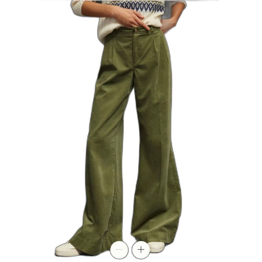 By Anthropologie Pleated Wide-Leg Corduroy Trousers Size 6